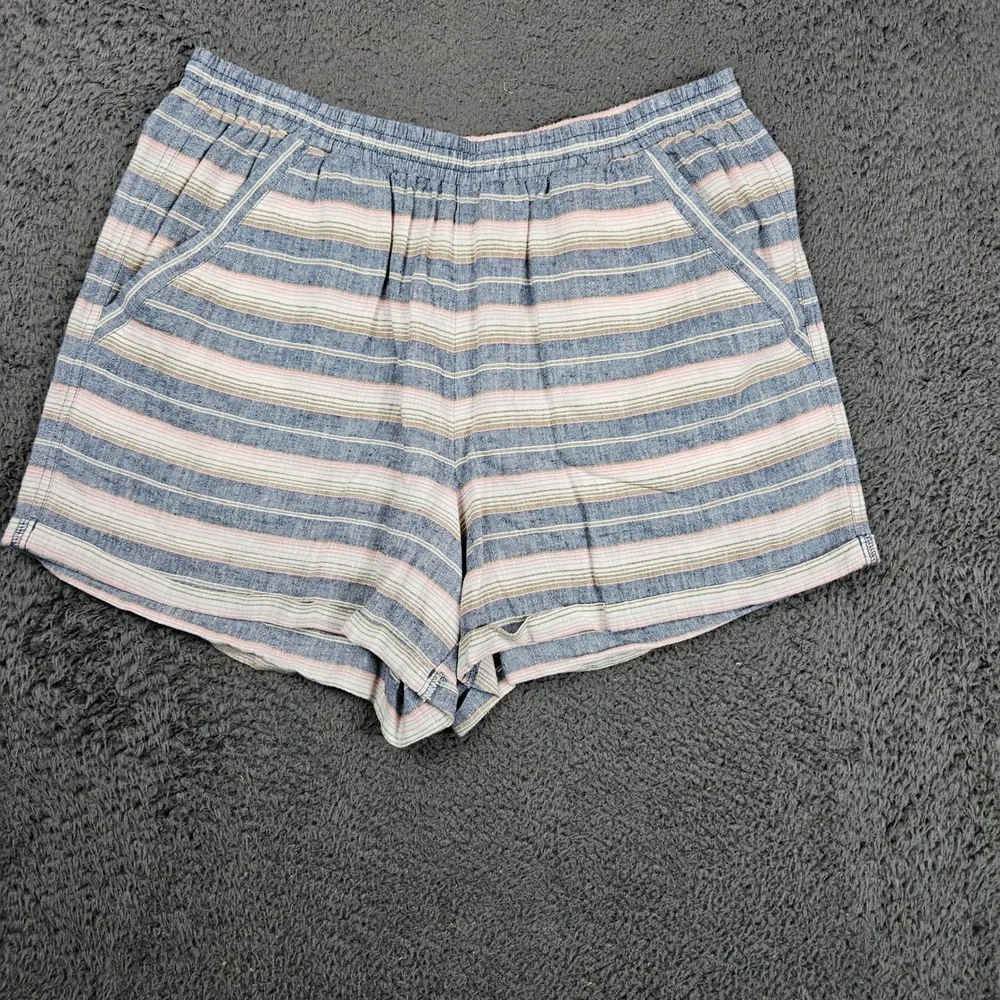 Anthropologie Mermaid Women's Striped Linen Rayon Pull On‎ Shorts Size Medium
